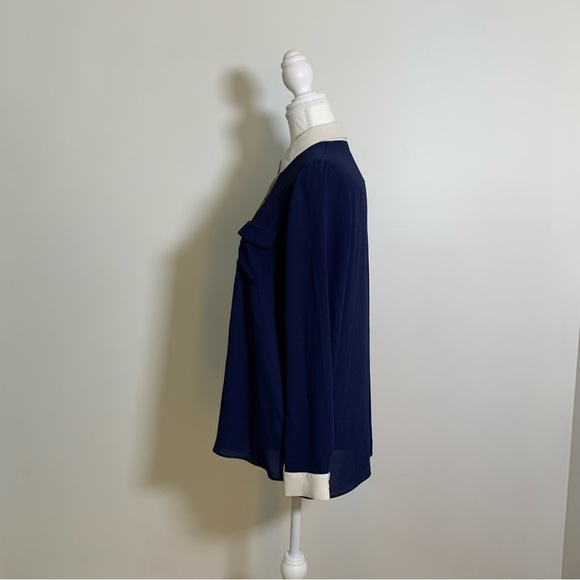 Navy blue Chiffon Summer Blouse from Korea - Picture 7 of 9